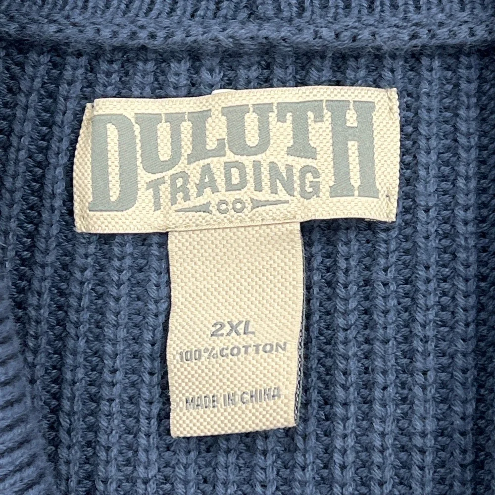 Duluth Trading Co Cardigan Sweater Mens XXL Blue Burly Retirement Shawl Collar‎